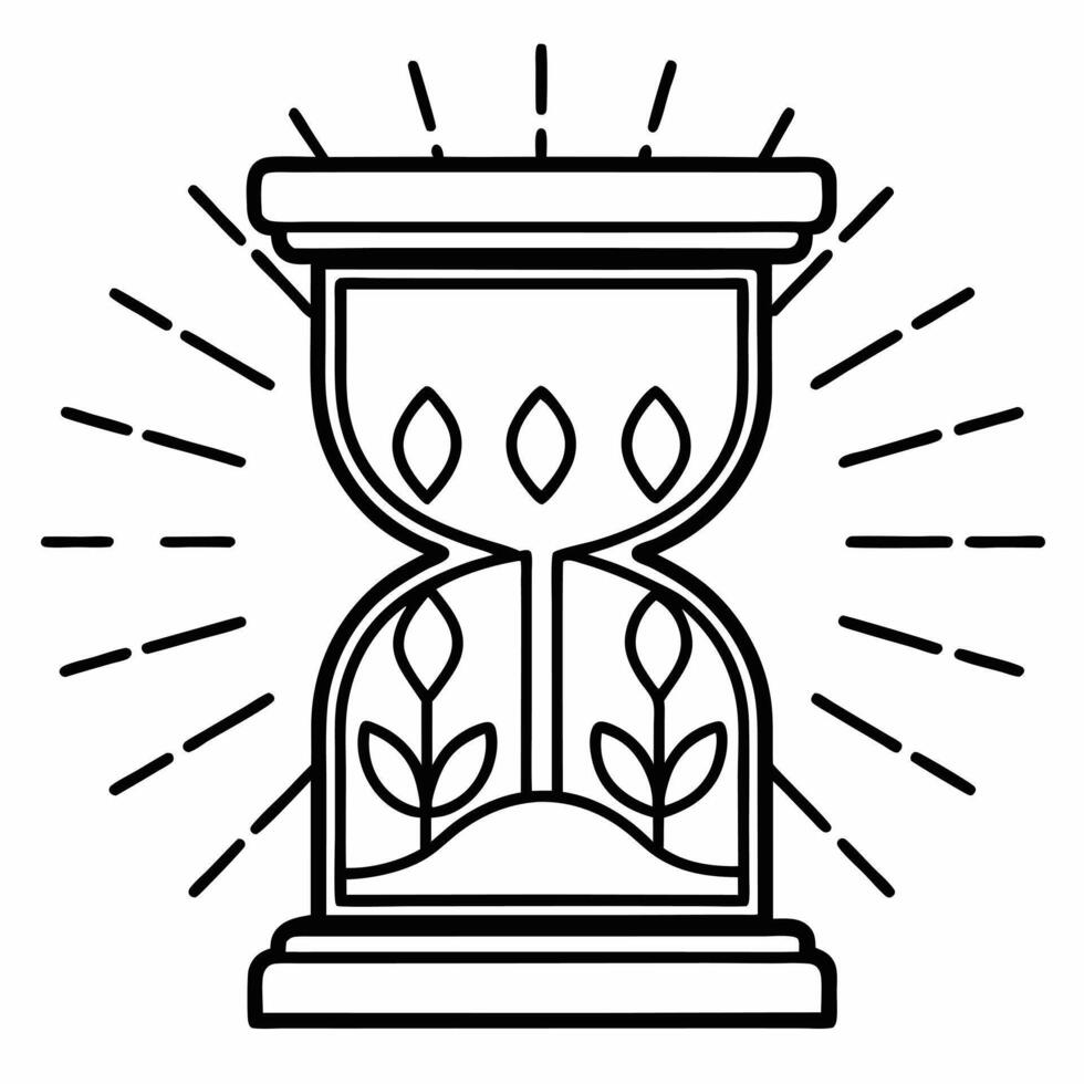 Soft Abstract Hourglass with Plants Inside concept as An hourglass containing growing plants with bokeh effects symbolizes the urgency of environmental action in ESG negotiations Square Square vector