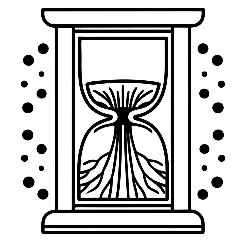 Soft Abstract Hourglass with Growing Roots concept as An hourglass with roots growing from the bottom amid bokeh effects symbolizes time sensitive growth achieved through community Square Square vector