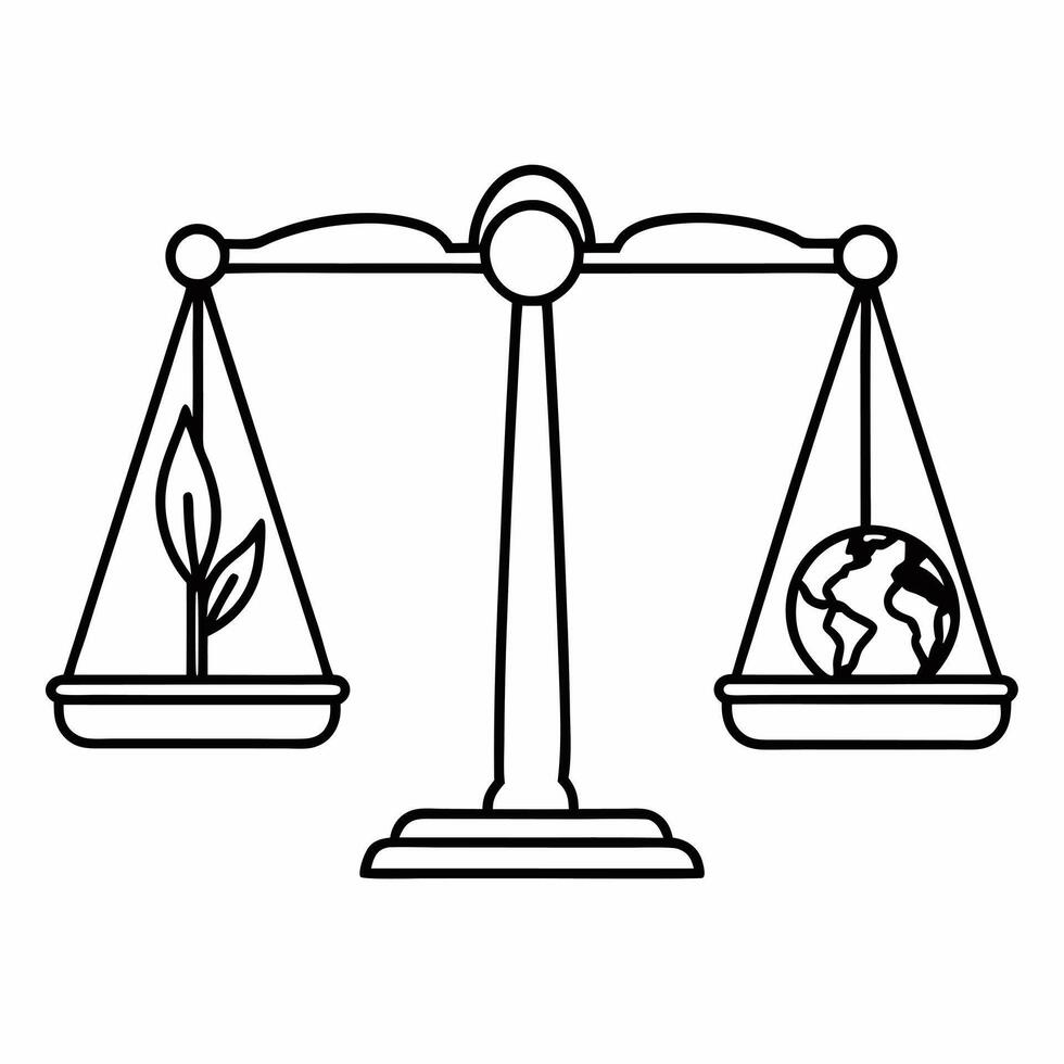 Soft Abstract Scale Balancing Earth and Plant concept as A soft abstract scale with bokeh effects balances Earth on one side and a growing plant on the other symbolizing compromise Square Square vector