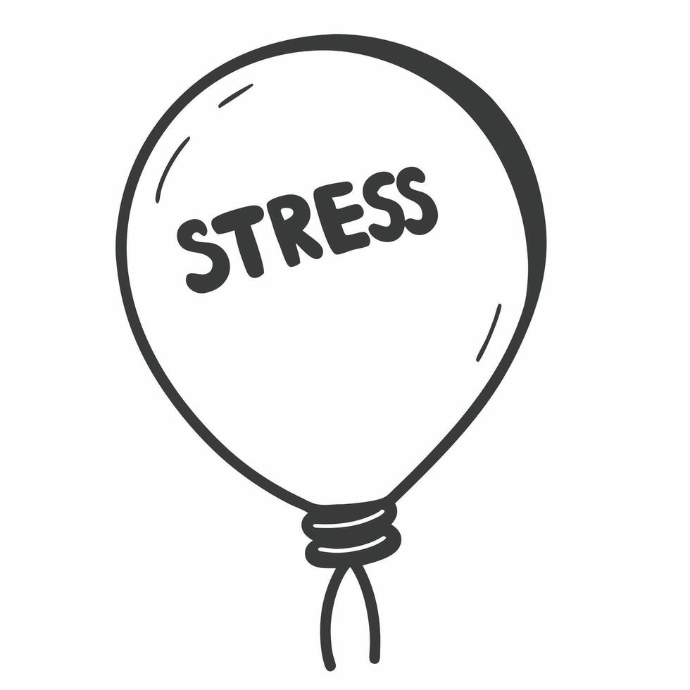 Stress busting white balloon concept as of a white balloon with stress written on it popping and releasing positive words Camera follows the balloons expansion and pop Iso Square Square vector