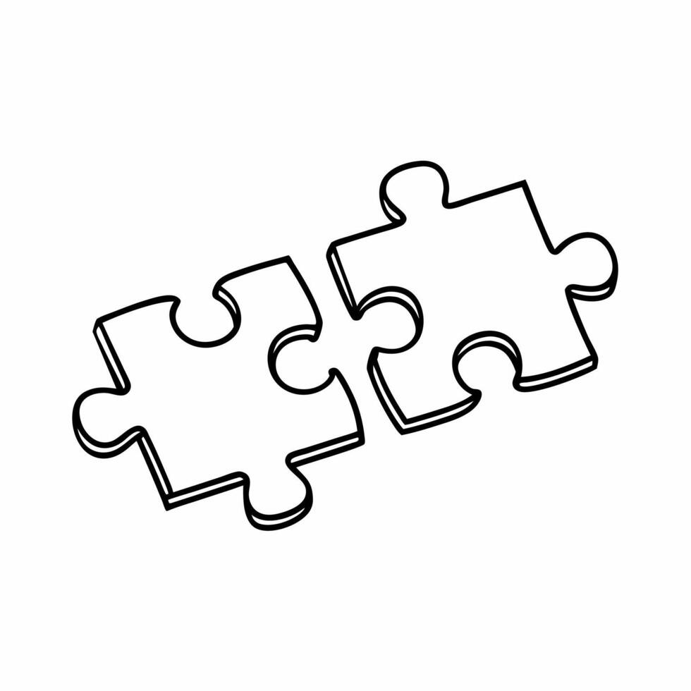 Two interlocked puzzle pieces floating isolated on white background concept as A image of two puzzle pieces interlocked and hovering in mid air symbolizing business compromi Square Square vector