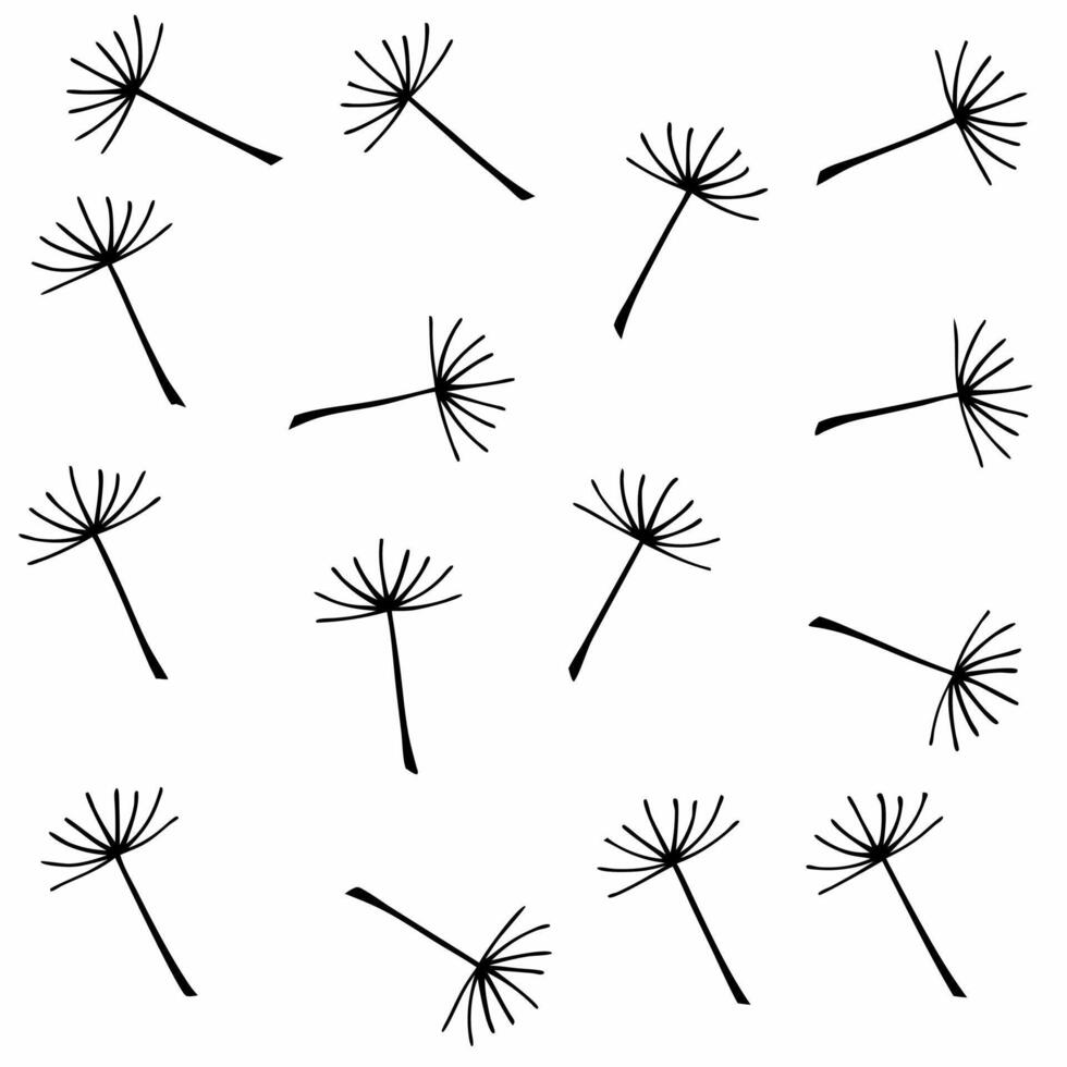 White dandelion seed tiles concept as Seamless pattern of minimalist white dandelion seed outlines Camera follows a few seeds as they float across the tiles Symbolizes letting go Square Square vector