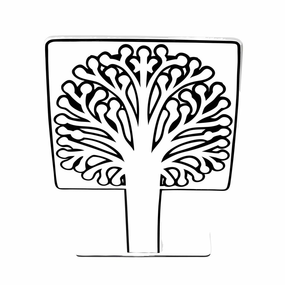 White tree of life podium concept as Close up of a podium covered in minimalist white tree of life outlines Camera slowly pans up the trees revealing intricate branches Symbolize Square Square vector