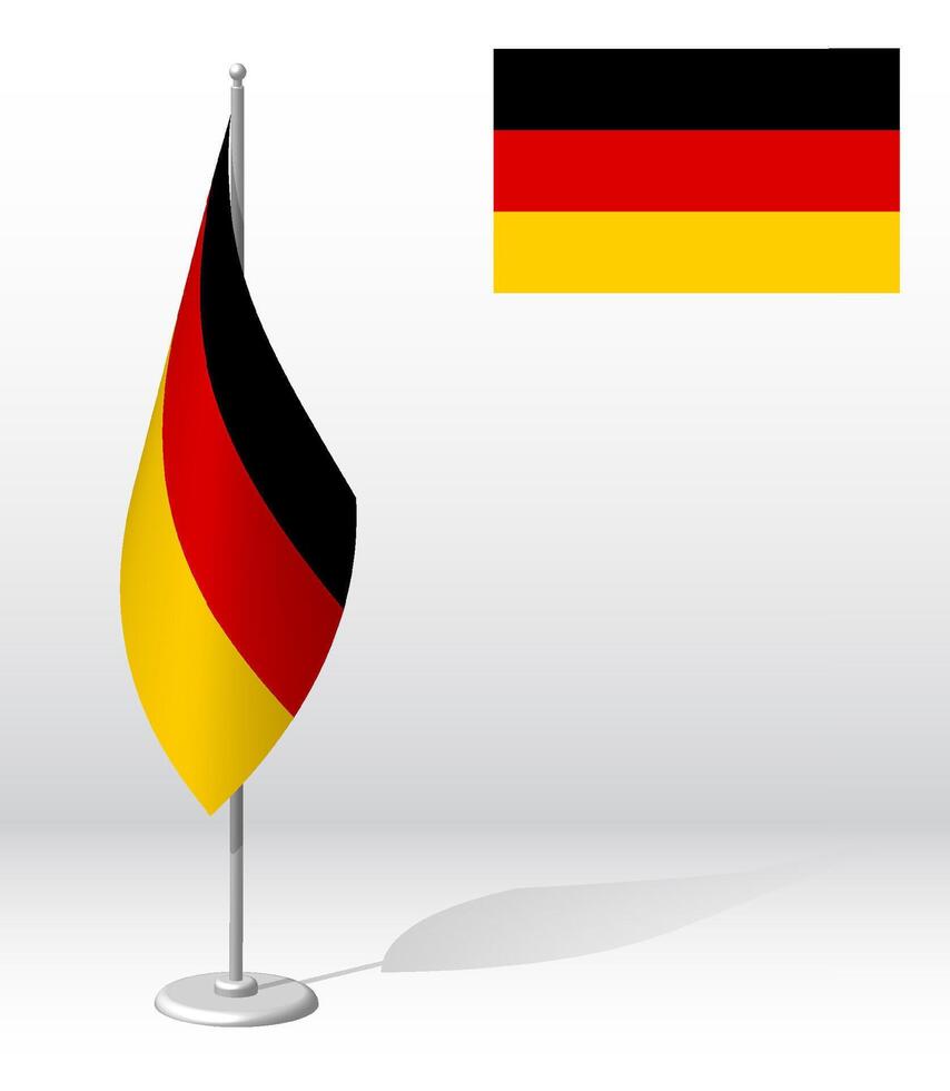 GERMANY Republic flag on flagpole for registration of solemn event, meeting foreign guests. National independence day of GERMANY. Realistic 3D on white vector