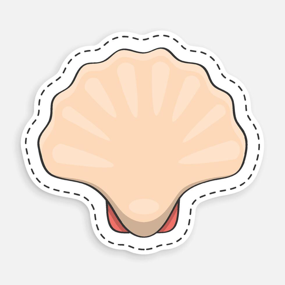 cartoon icon of doodle closed sea shell. Scallop, edible shellfish and seafood. isolated on white background vector