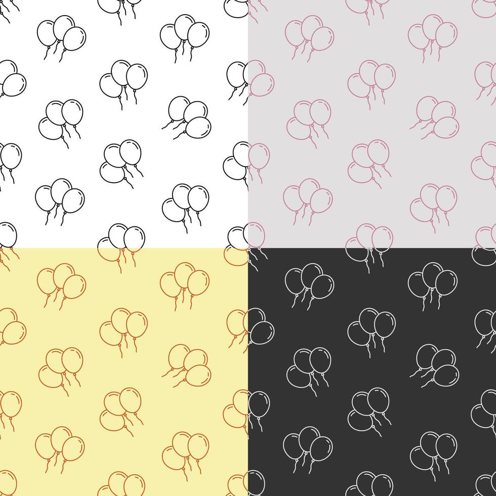 set of seamless patterns with Garland of balloons to decorate special occasions, birthdays and holiday greeting cards. Ornament for decoration and printing on fabric. Design element. vector