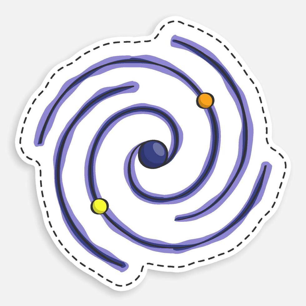 cartoon icon of doodle spiral galaxy. Exploration of space and star clusters. Black hole in center of Milky Way galaxy. image isolated on white background vector