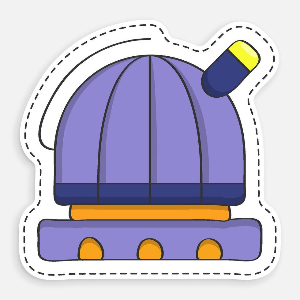 cartoon icon of doodle Observatory. Station for observing space, stars and planets of solar system. Space exploration. isolated on white background vector