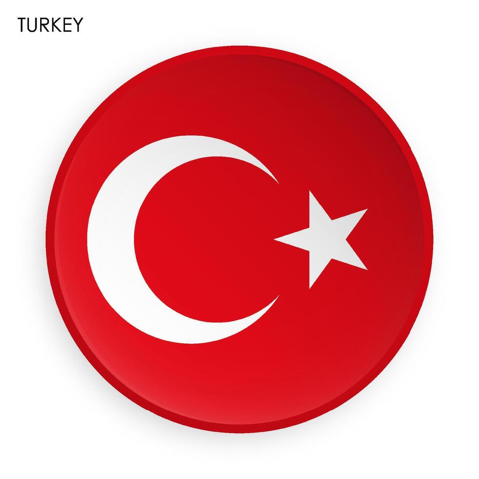 TURKEY flag icon in modern neomorphism style. Button for mobile application or web. image on white background vector