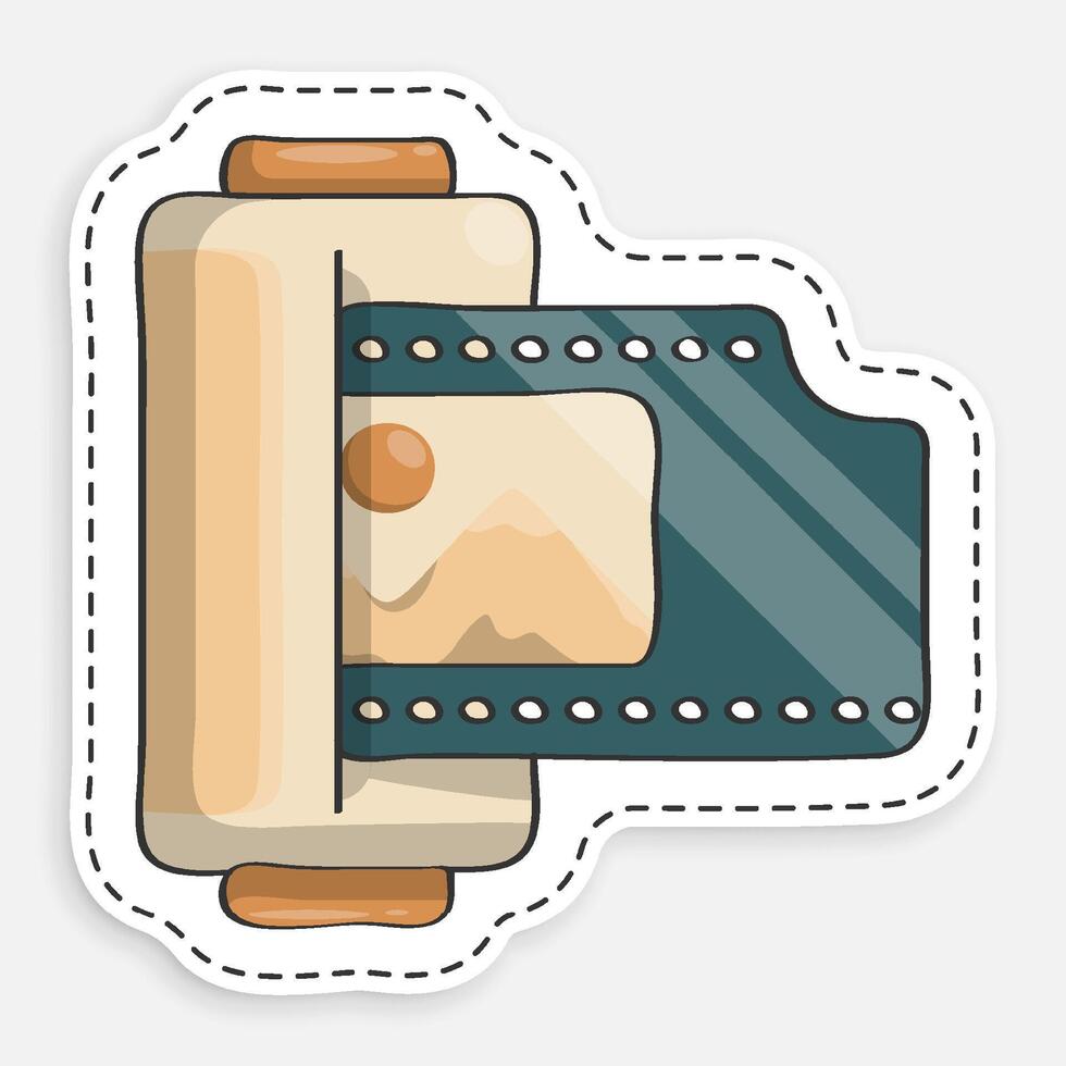 cartoon icon of doodle cylinder with old 35 mm photo film. World Photography Day August 19th. image isolated on white background vector