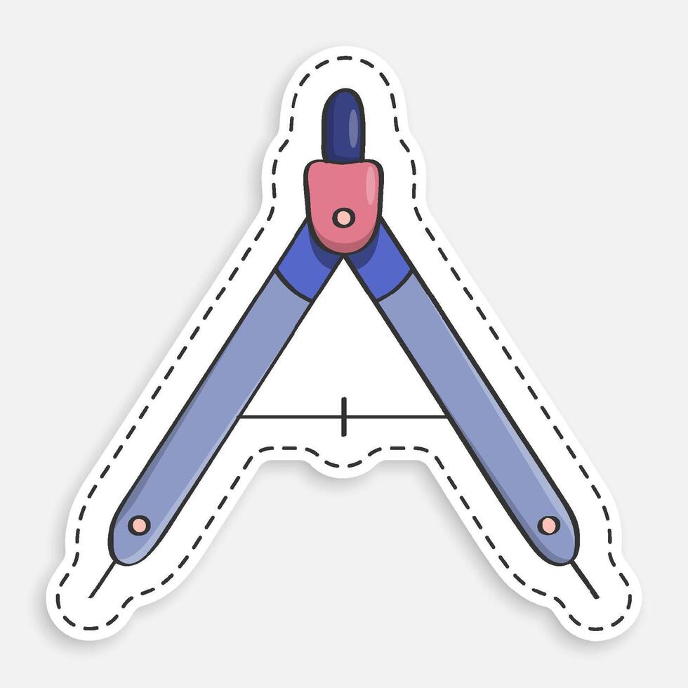 cartoon icon of doodle drawing compass, divider for sketching. Engineer and designer tool. isolated on white background vector