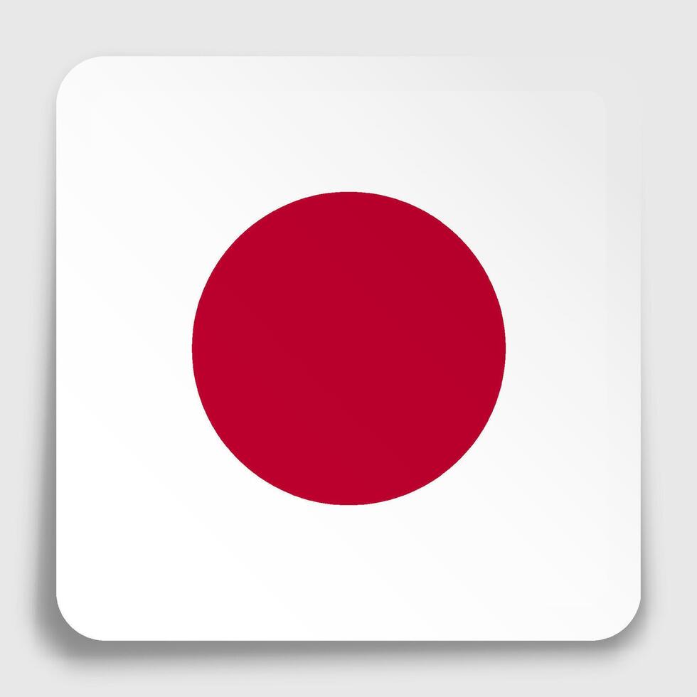 Japan flag icon on paper square sticker with shadow. Button for mobile application or web. image vector