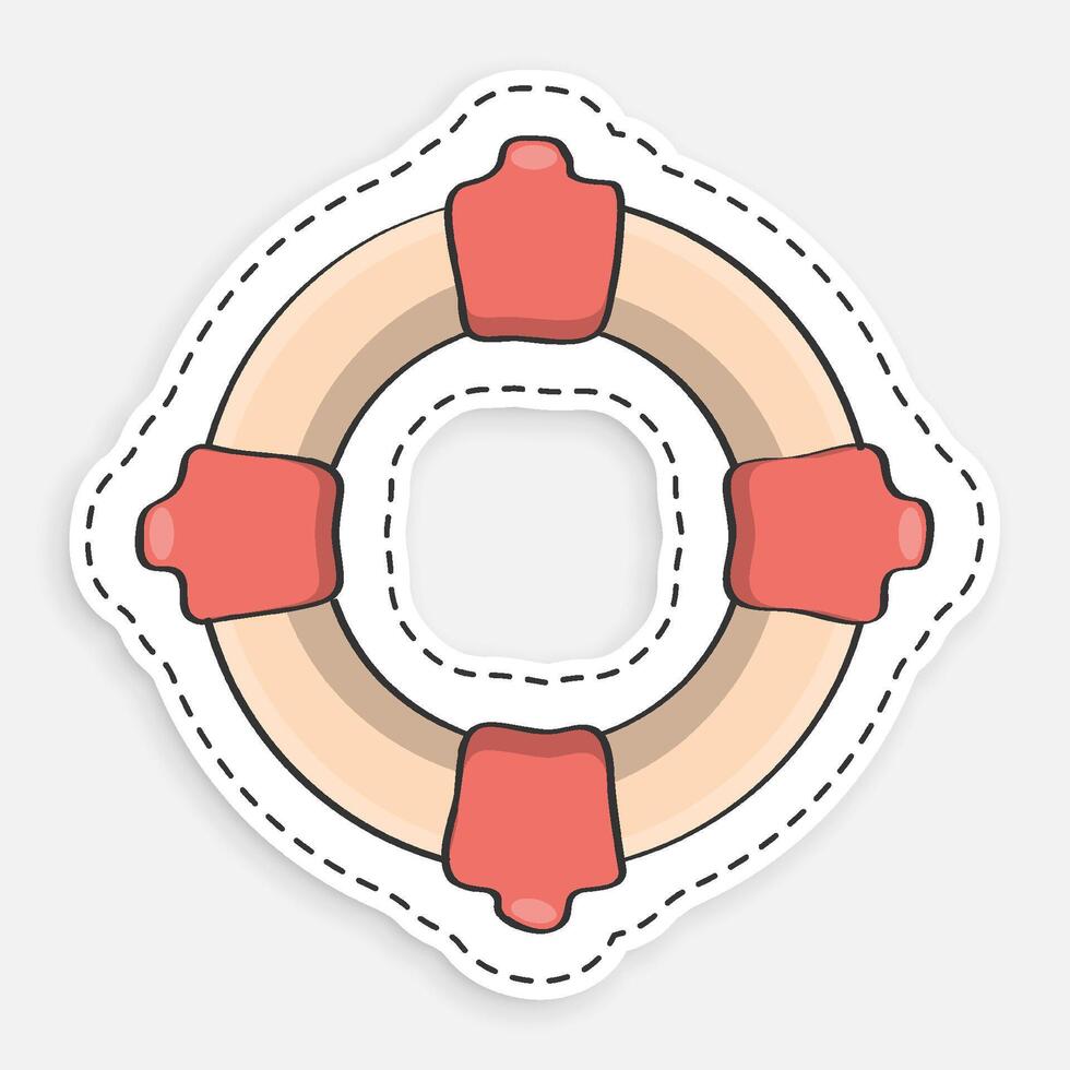 cartoon icon of doodle Life ring. Equipment for rescue of drowning. image isolated on white background vector