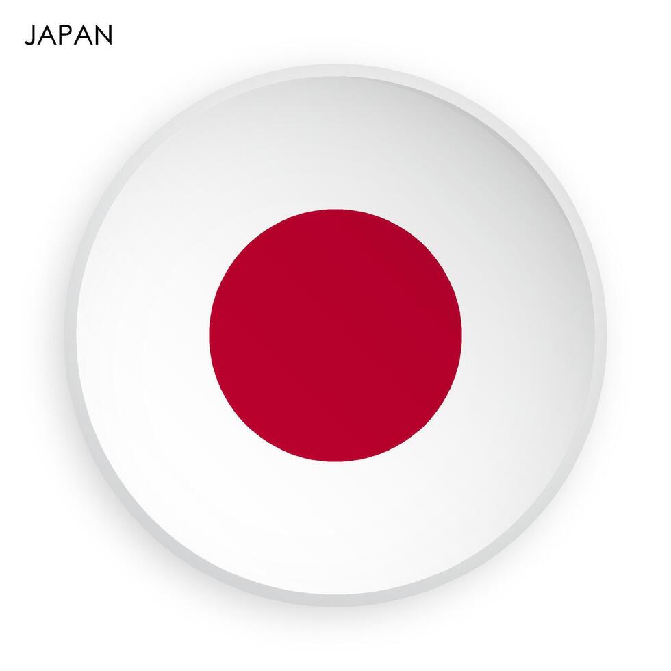 JAPAN flag icon in modern neomorphism style. Button for mobile application or web. image on white background vector