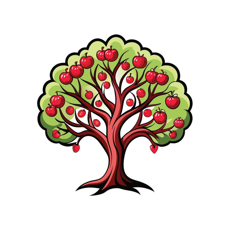 Crabapple Tree Design with Bold Outline vector