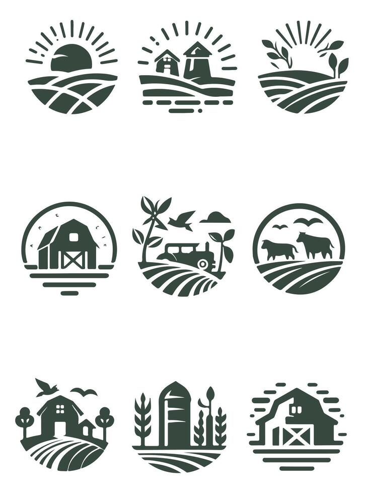 Stylish Farm Field Logo Design vector