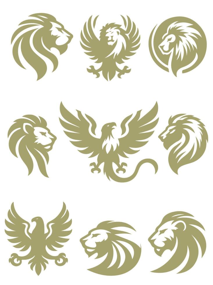 The Sovereign Synergy Lion Eagle Collection Logo Design vector