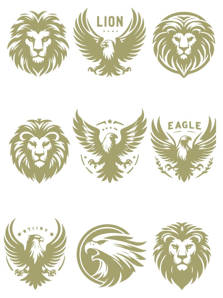 Wings of the King Lion Eagle Collection Logo Design vector