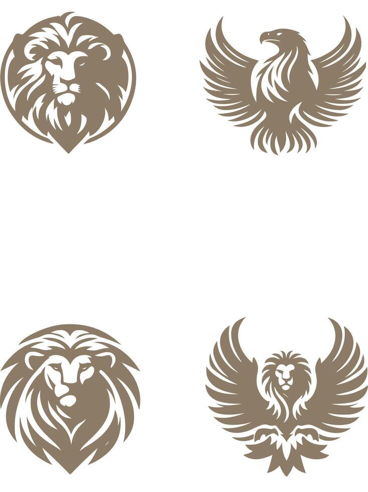 Majestic Beast Union Lion Eagle Collection Logo Design vector
