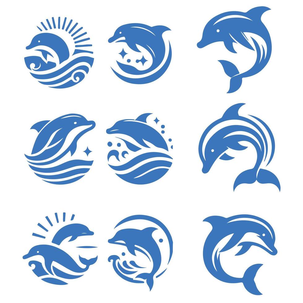 Glimmer Dolphin collection logo design vector