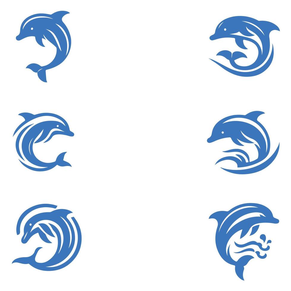 Dolphin Wave collection logo design vector