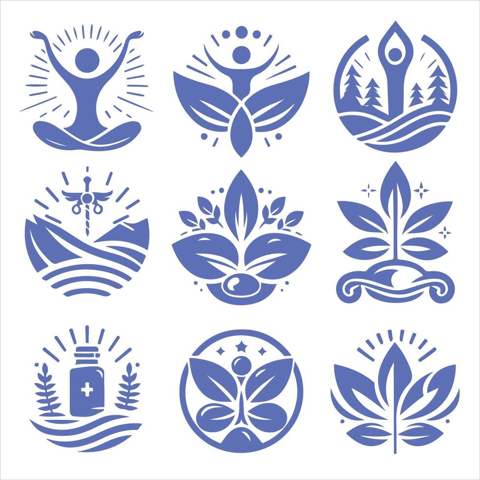 Wellness Flow collection logo design vector