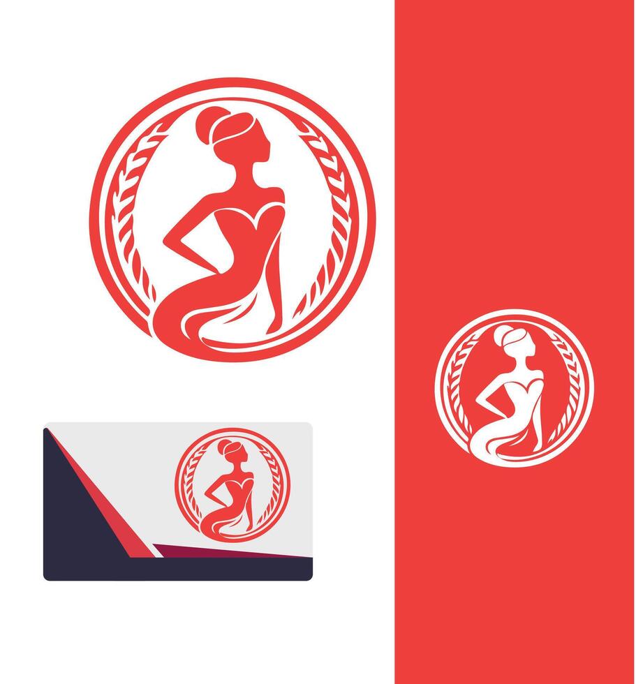 Sophisticated Glow Elegant Lady Logo Design vector