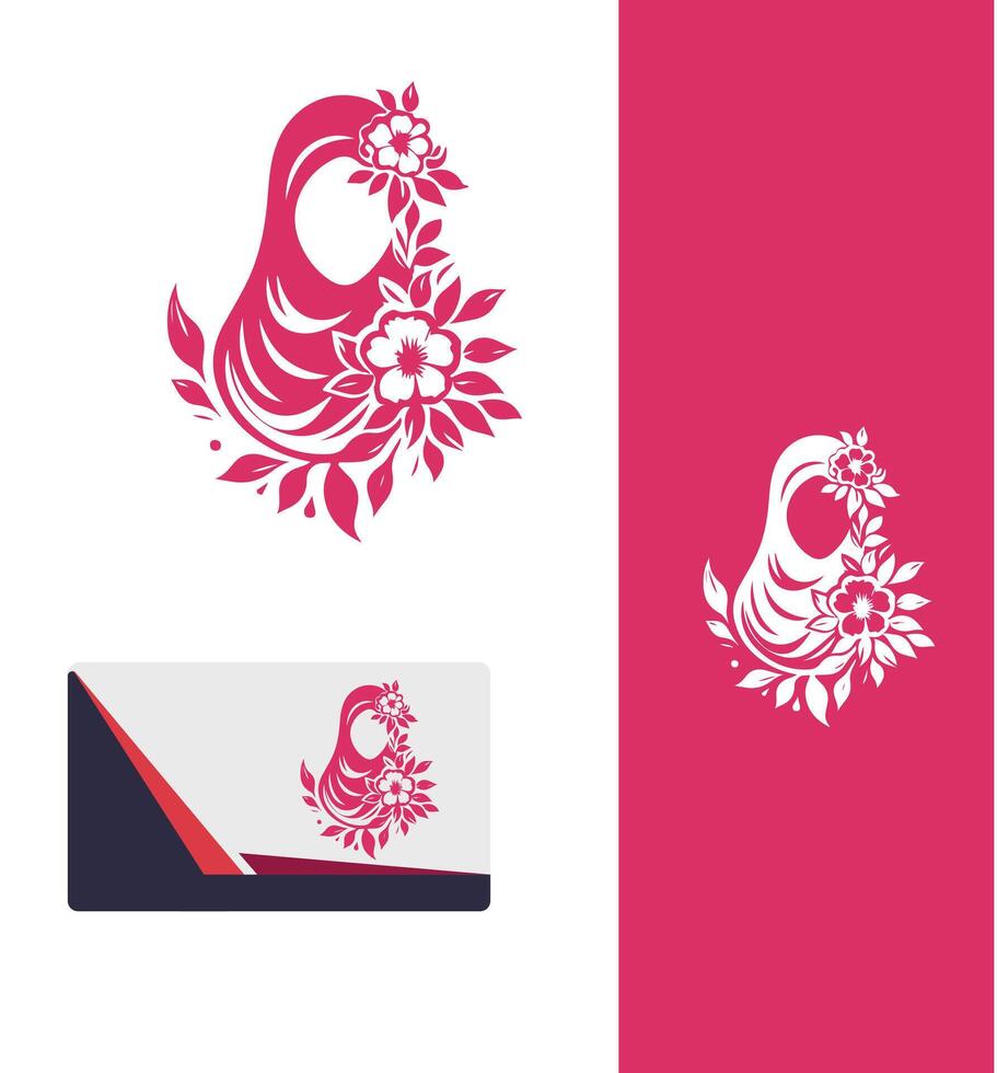 Flowers Floral Veiled Woman Logo Design vector