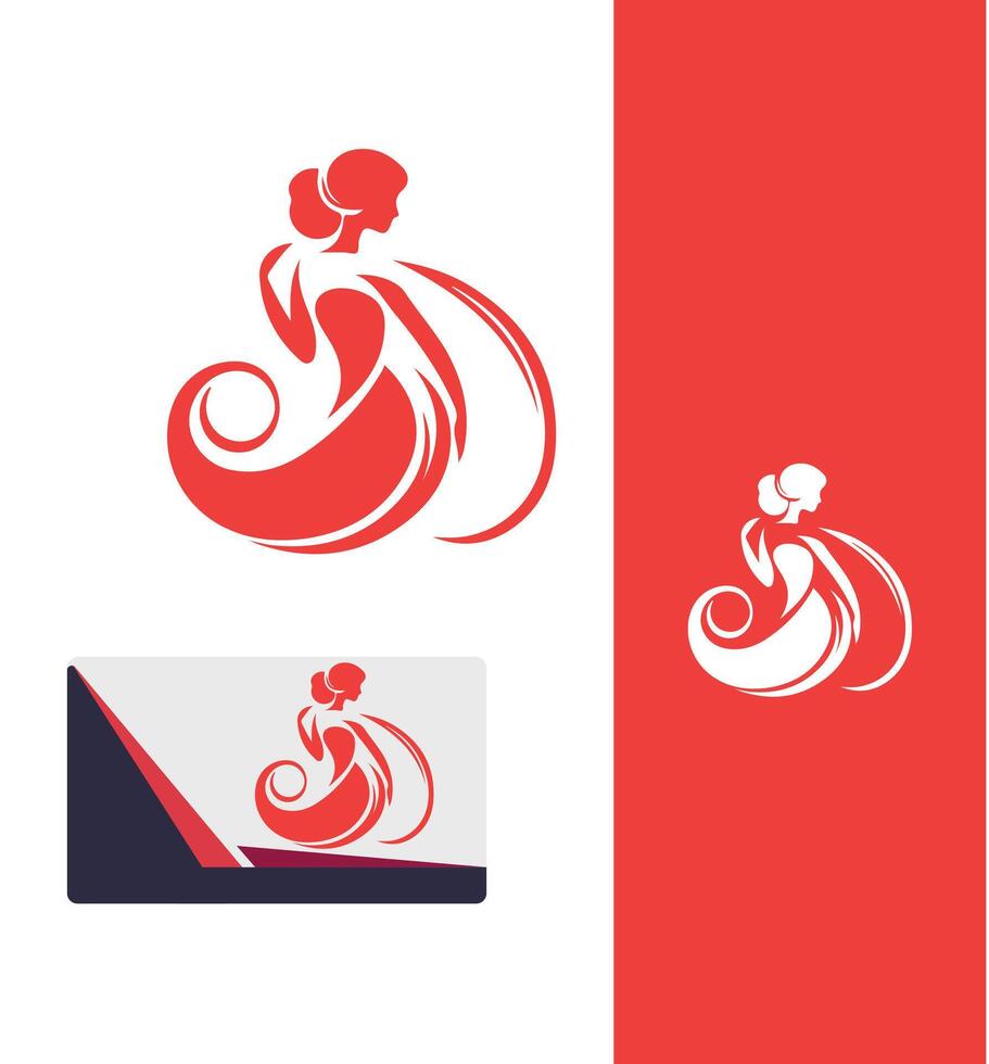 Enchanting Elegant Lady Logo Design vector