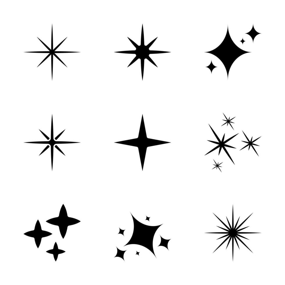 Set of sparkles star vector