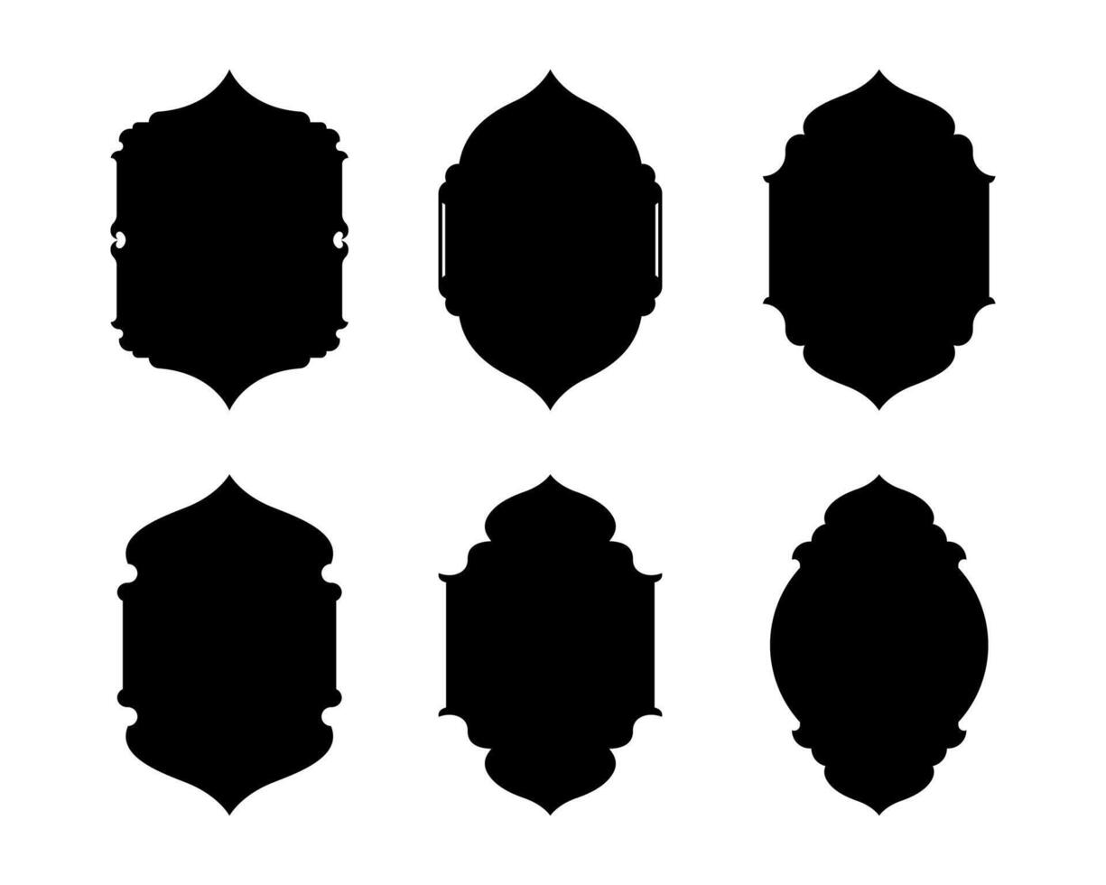 Traditional islamic window shapes in oriental style vector