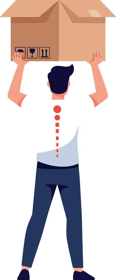 Person lifting a box in a flat illustration style vector