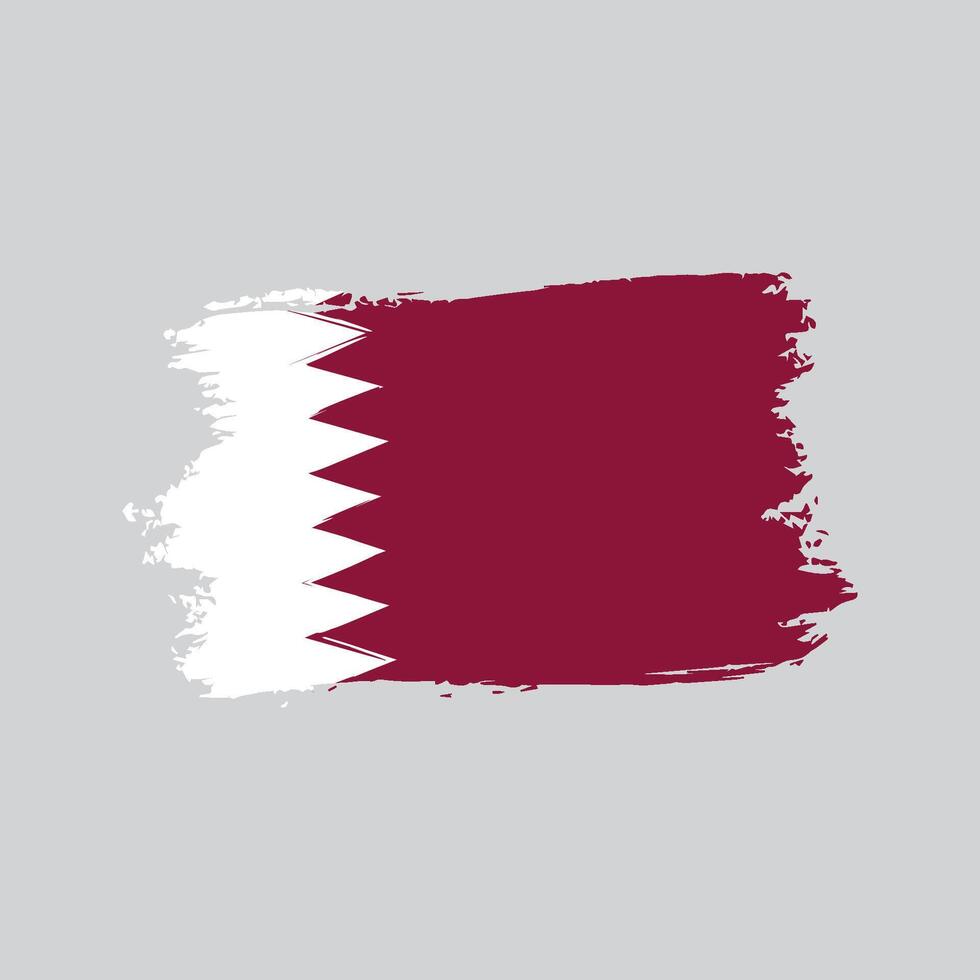 Flag of the Qatar in brush shape frame vector