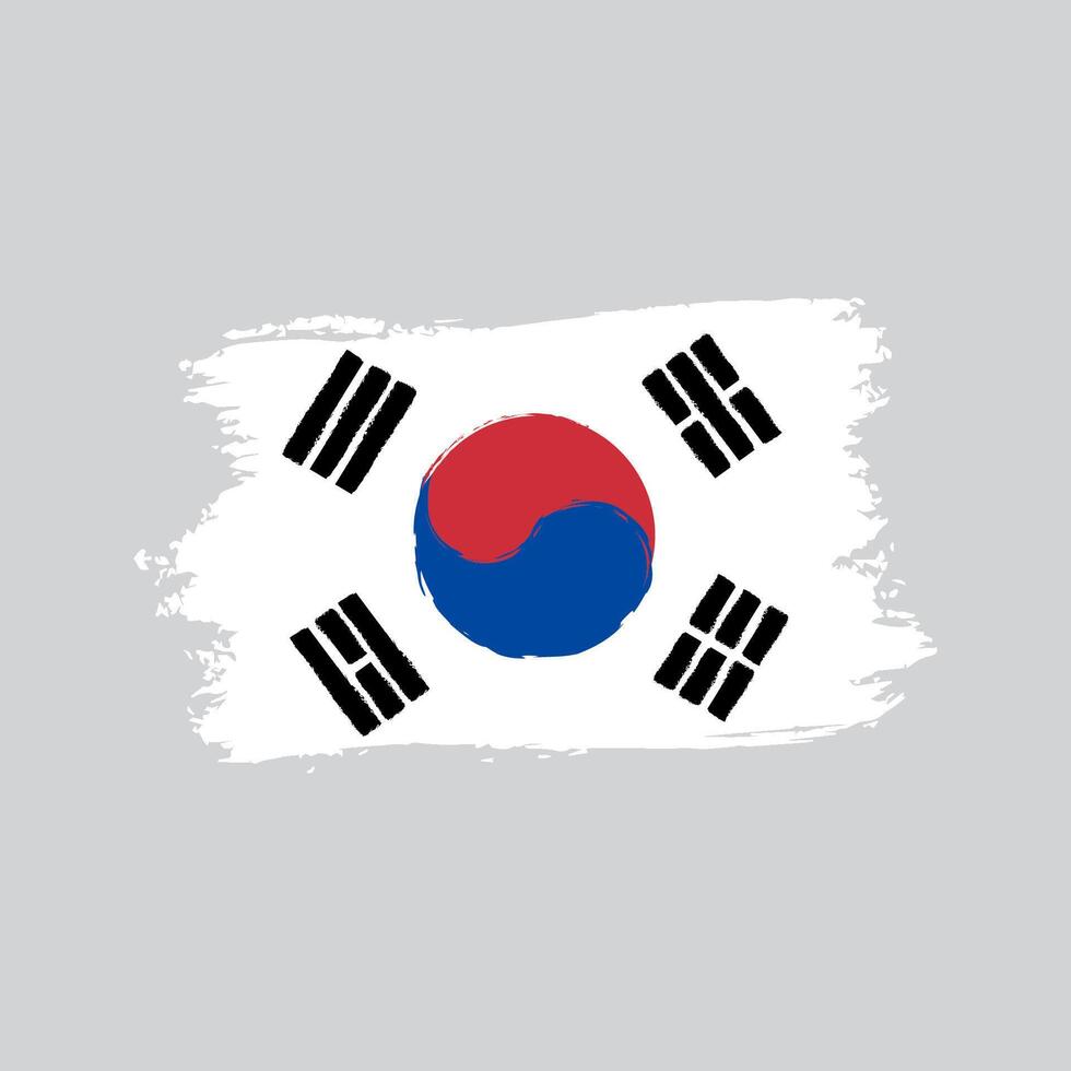 Flag of South Korea in brush shape frame vector