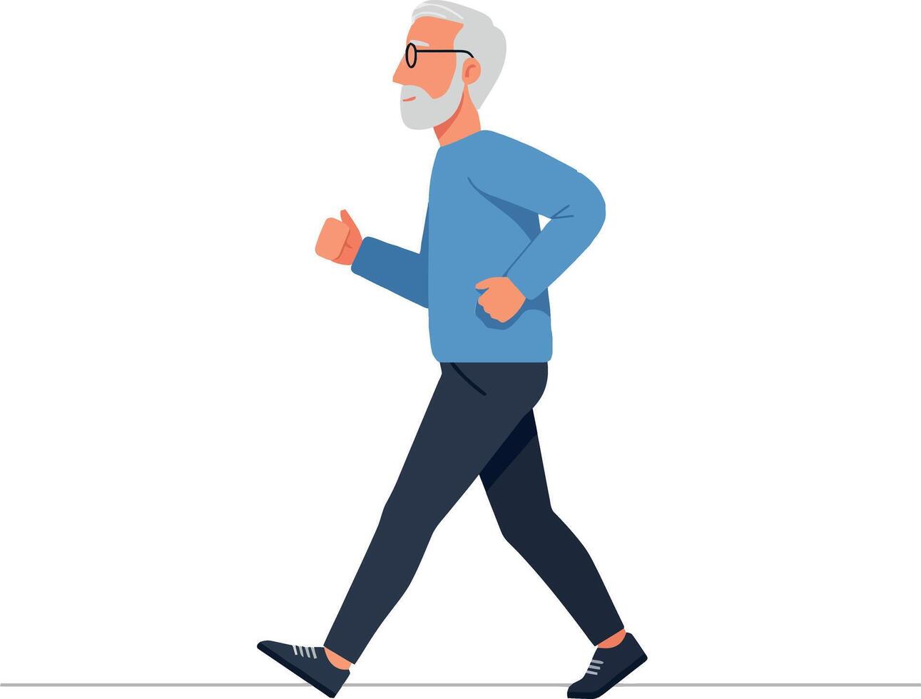 Elderly man walking in minimal style illustration vector