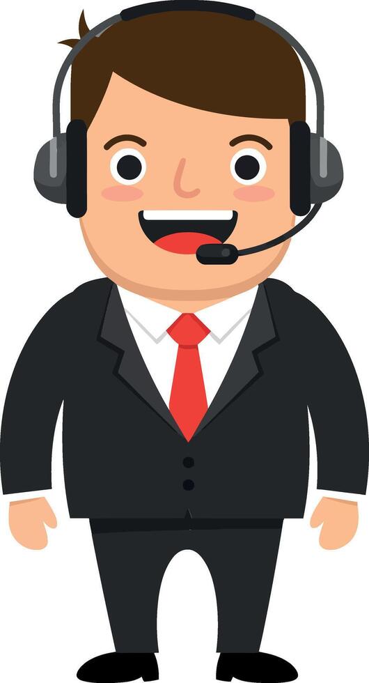 Happy customer service representative in flat design art vector
