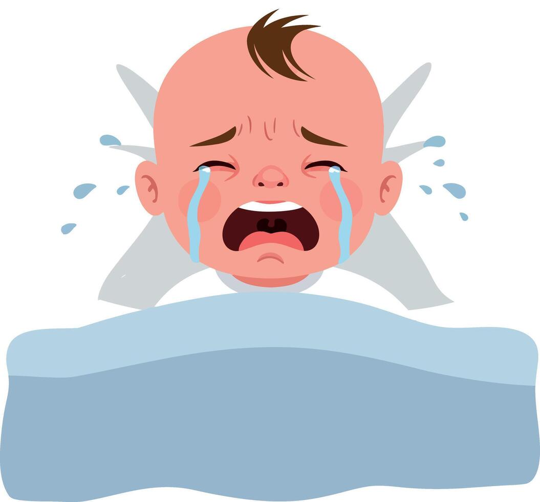 Crying baby character in flat design style art vector