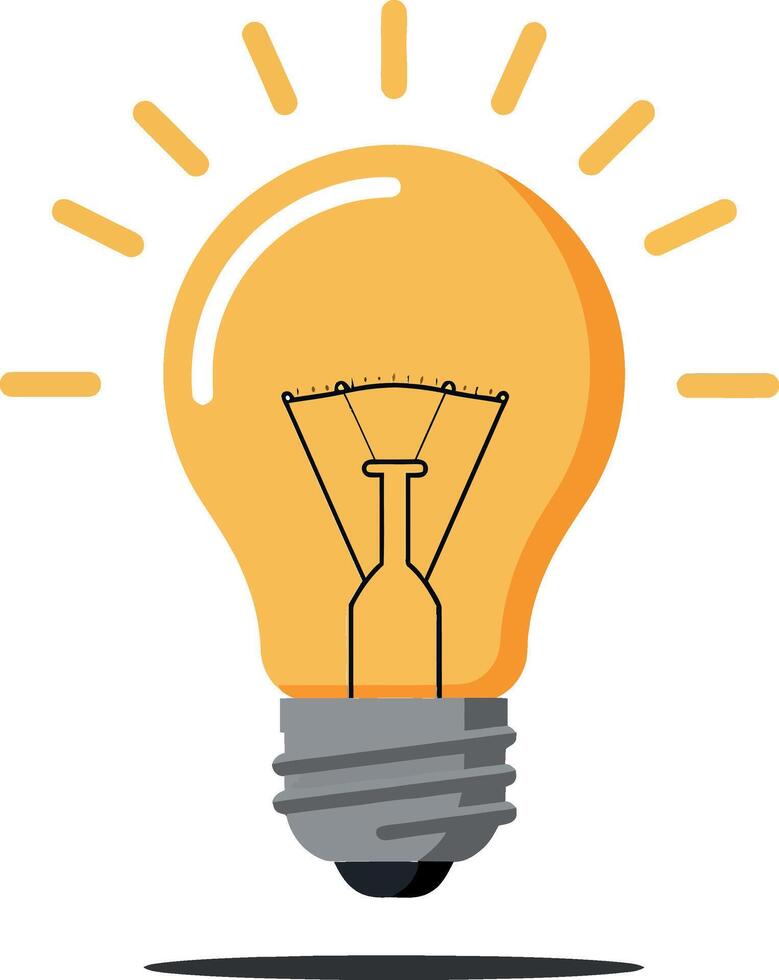 Light bulb glowing brightly in minimal illustration style vector