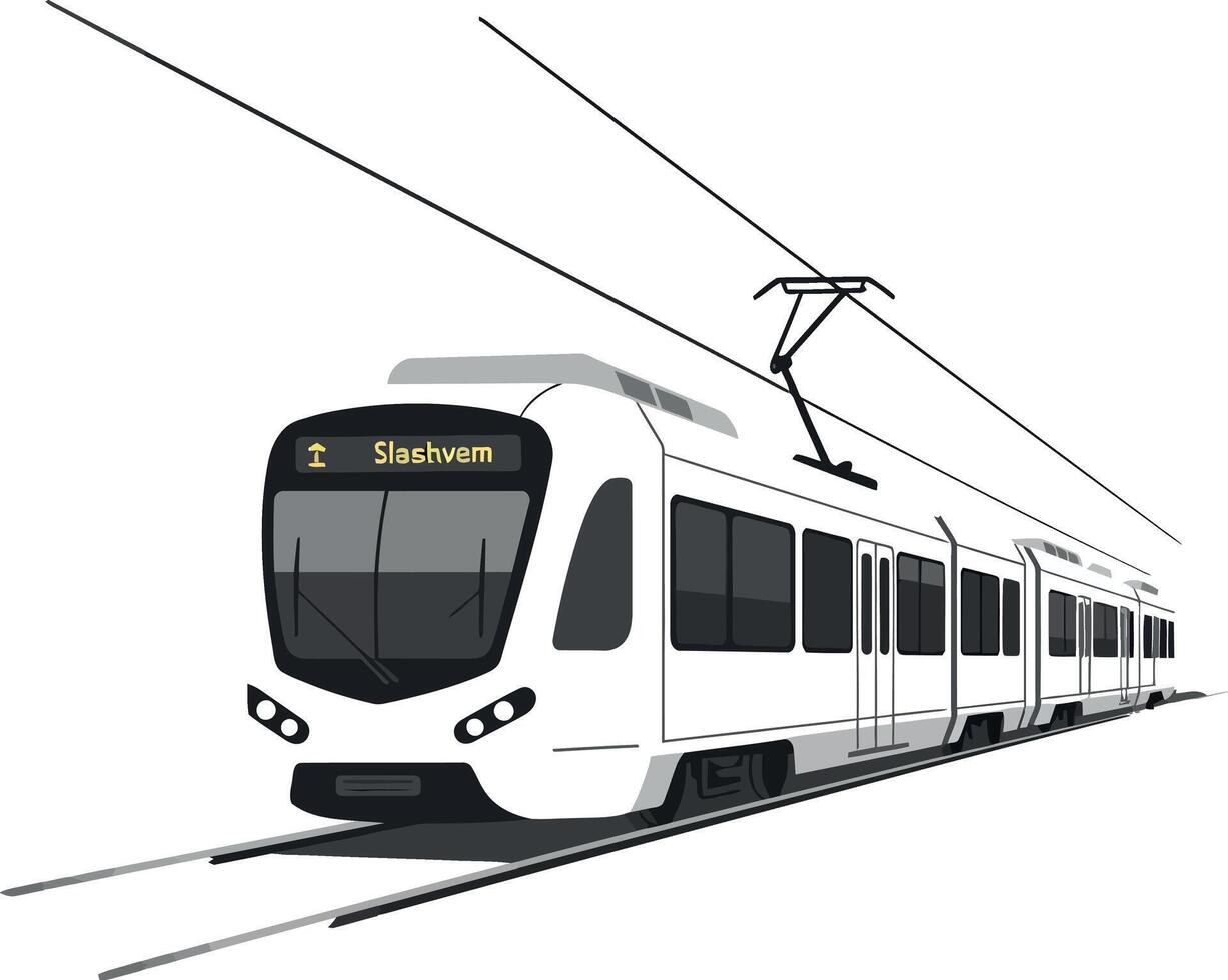 Modern train design in minimal style featuring sleek lines and motion art vector
