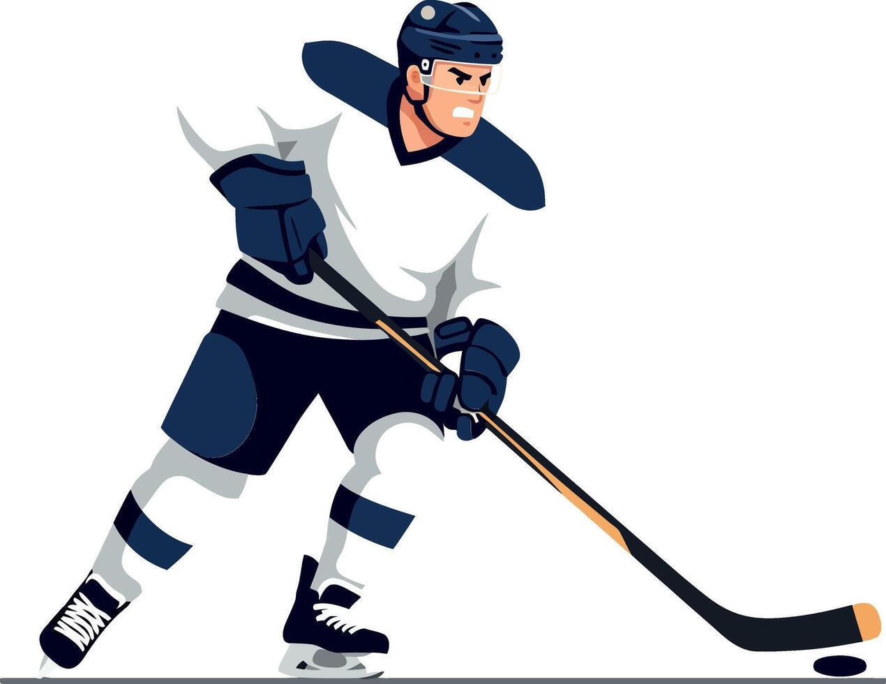 Hockey player in action with stick detailed art vector