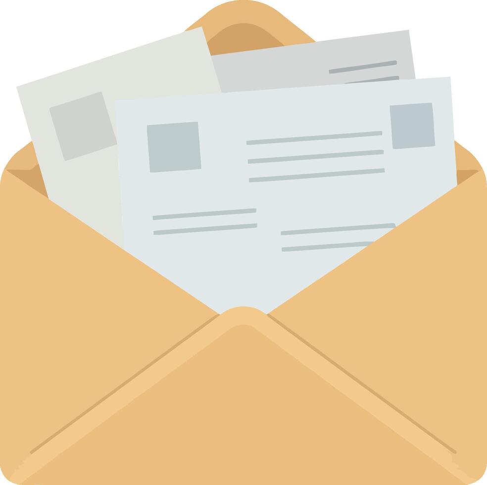 Envelope filled with documents in minimal art style illustration vector