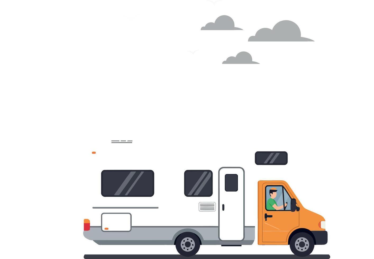 Detailed illustration of a camper van in flat design art vector