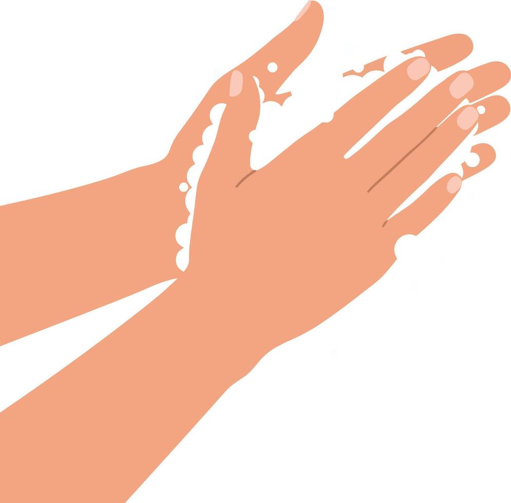Hands applying soap in a clean and hygienic manner, minimal illustration emphasizing cleanliness and health awareness vector