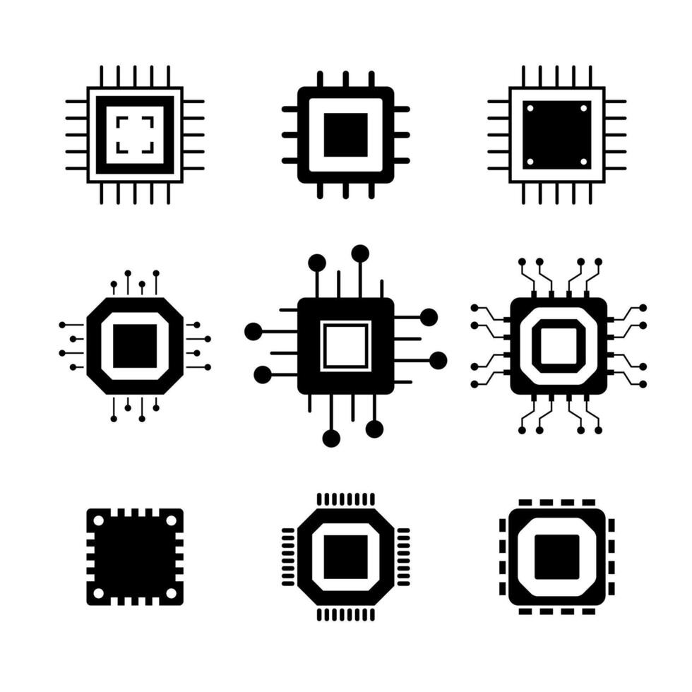 Electronic Chip Isolated On White Background vector