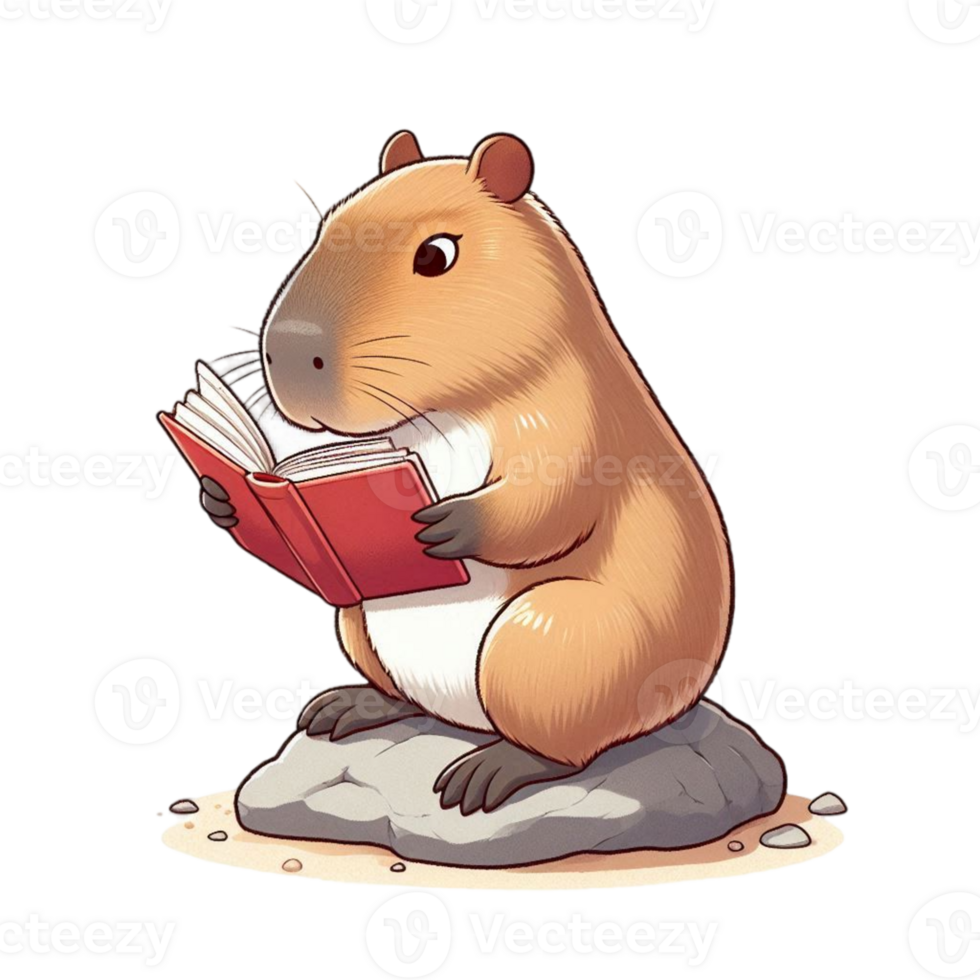 A capybara is reading a book png