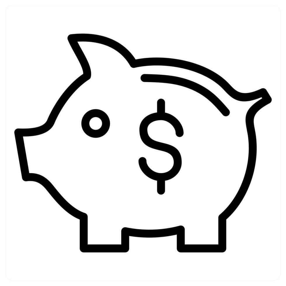A black and white piggy bank icon vector