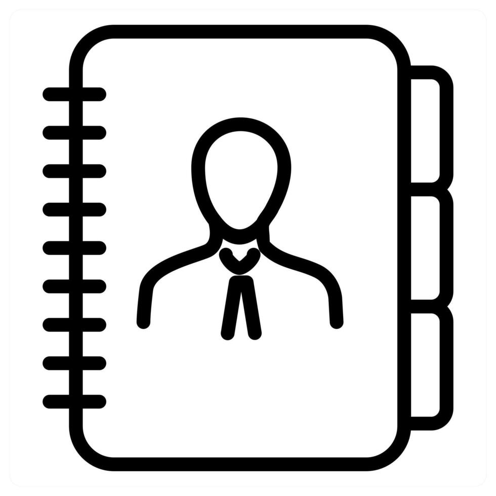 A black and white icon of a person in a notebook vector