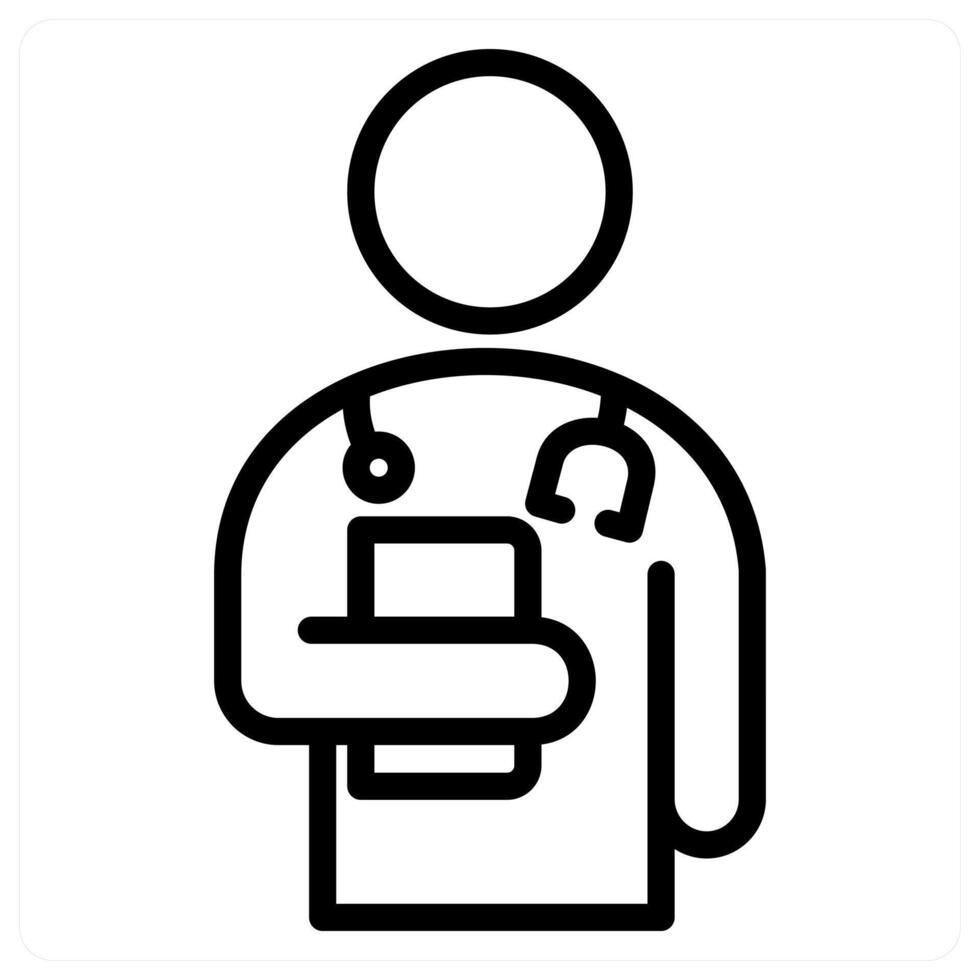 A black and white icon of a doctor holding a clipboard vector