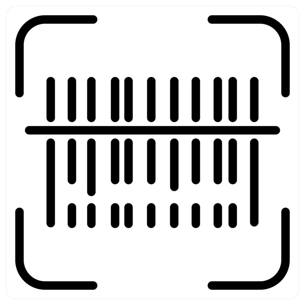 A black and white icon of a barcode vector