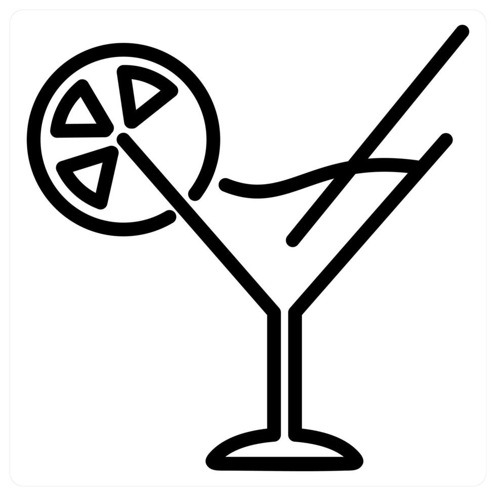 A black and white line icon of a martini vector
